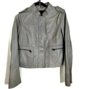 Banana Republic Gray Lambskin Leather Moto Jacket